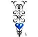 Blue tribal heart.  Designed to fit along the centre of the spine..