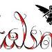 The name Catalina in fancy script.  A silhouette of a fairy is also incorporated in the design
