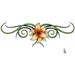 Orange lilly with swirly stems in black and green on either side..