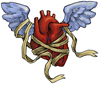 heart with wings and ribbons