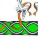 Celtic Armband with two seagulls above the band holding an orange ribbon in their beaks.  The celtic knotwork itself has been shaded in to look tubular....