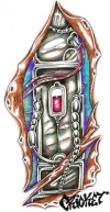 BioMechanical design in Color with Skin Rip..