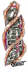 BioMechanical design in Color with Skin Rip..