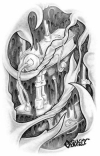 Black and Grey Biomechanical Design with Skin Rip..