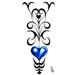 Blue tribal heart.  Designed to fit along the centre of the spine