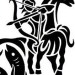3 star signs Pisces sagitarius and aries are combined together in a black tribal stencil type style..
