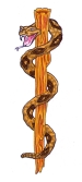 Medical symbol for physicians snake and staff..