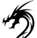 Silhouette of a dragons head with a tribal style neck.  The neck is very flowy and would look great on the upper arm.