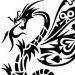 Tribal style dragon with the Ace of clubs and Ace of spades representing the dragons wings..