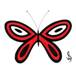 Red, white and black moth.  Basic tribal design