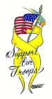 support our troops with ribbon and flag..
