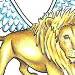 Golden lion with wings..