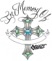 In Memory Cross with jewels and banner in Color
