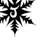 Black stylistic snowflake with the letter J in the center..