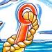 Anchor with dolphin, wave, and nautical star