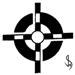 Modern, black and white cross symbol design..