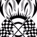 Motorbike sprocket, chequered flags and flames.  The whole design is tribal orientated and flowy..