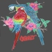 Hibiscus flowers with Parrots