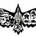 This is a detailed armband design showing several subjects hidden inside the shape of a raven.  A da..