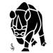 Rhinosaurus drawn in black and designed like a stencil design..