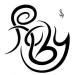 The name Ruby designed in a tribal style..