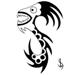 Black and white cartoon like seahorse