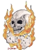 skull with flames and dice