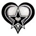 A black and grey heart with a star in the middle..