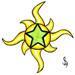 Sun design with a green star in the centre..