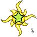 Sun design with a green star in the centre