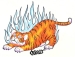 tiger cub with flames