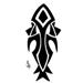 Tribal, symbol like design.  Drawn all in black with spacing in between the pointy shapes of symetry