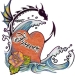 Tribal dragon with heart, wave, and rose..