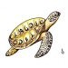 Sea Turtle with the names Claudio and Odile written on the shell in a tribal style..