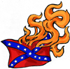 confederate flag on fire 
..