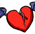 cracked heart with bat wings..