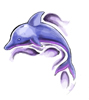Beautiful blue/purple dolphin breaking the water in an arch shape...