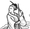 geisha with swords, on wave..