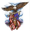 patriotic eagle, flag, buck