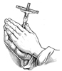 prayng hands with crucifix..