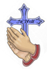 praying hands with cross and name