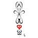 Little red heart amongst long swirly, dainty tribal foliage..