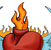 sacred heart with wings and flames..