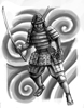 black and grey samurai with asian wind..
