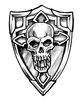 shield with skull on it..