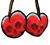 2 red cherries with a faint skull design in the actual cherries themselves.