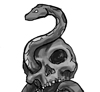 black and grey snake with skull..