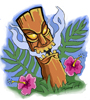 tiki with hibiscus flowers..