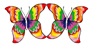twin brightly colored butterflies..