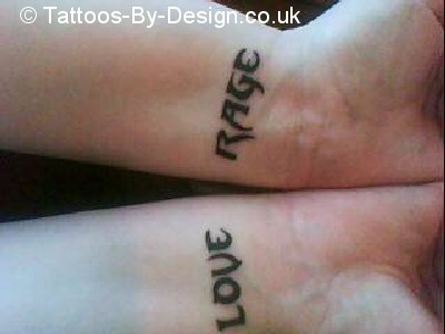 Zoeys Rage and Love on wrists